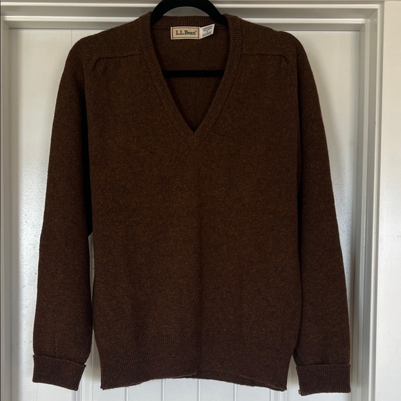 L.L. Bean Other - Vintage L.L. Bean Lambswool Sweater – Marled Brown V-Neck (Made in Scotland)